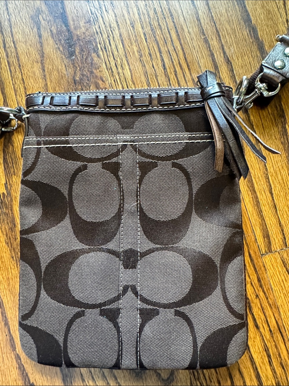 Coach Dark Brown Patchwork Crossbody with Suede, Snakeprint & Patent Stripes - Picture 4 of 9